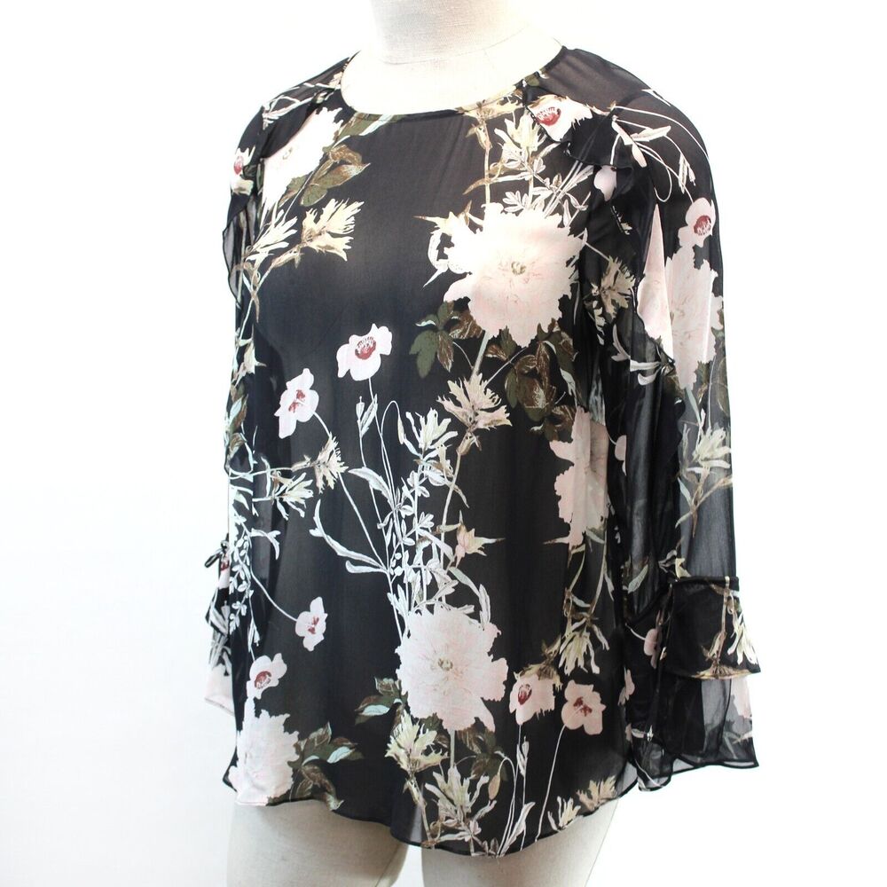 Lucky Brand Plus Peasant Style Floral Print Rayon Blouse Top Size 1X